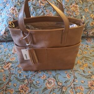 Sonoma Purse Bag. Vegan Leather, Tan, Long Strap
